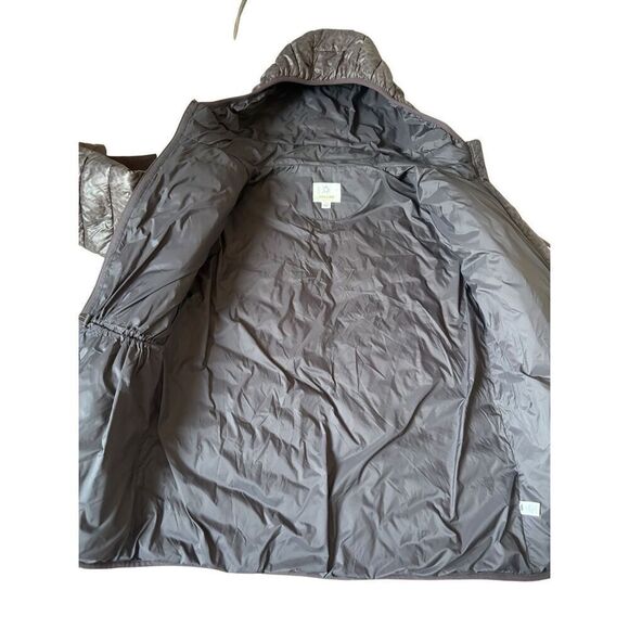 aerie OFFLINE Packable Puffer Jacket size S Brown Animal Print Hooded - Picture 10 of 16